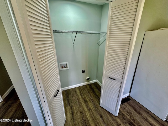 laundry area with washer hookup, dark hardwood / wood-style floors, and electric dryer hookup