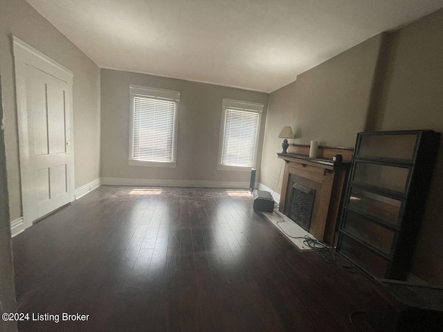 living room with dark wood-type flooring