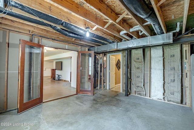 basement with french doors