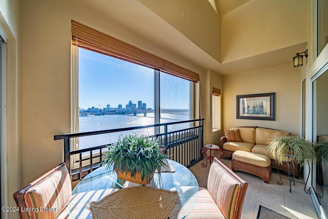 balcony with a water view