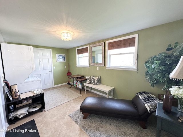 sitting room featuring light tile patterned floors