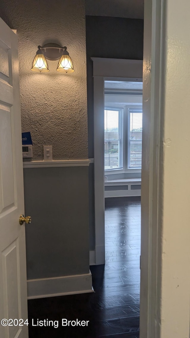 hallway featuring dark hardwood / wood-style floors