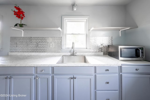 kitchen with sink and decorative backsplash