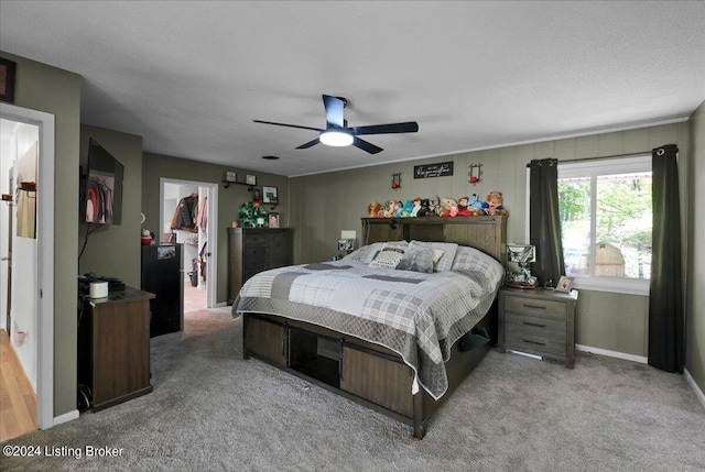 bedroom with carpet flooring and ceiling fan