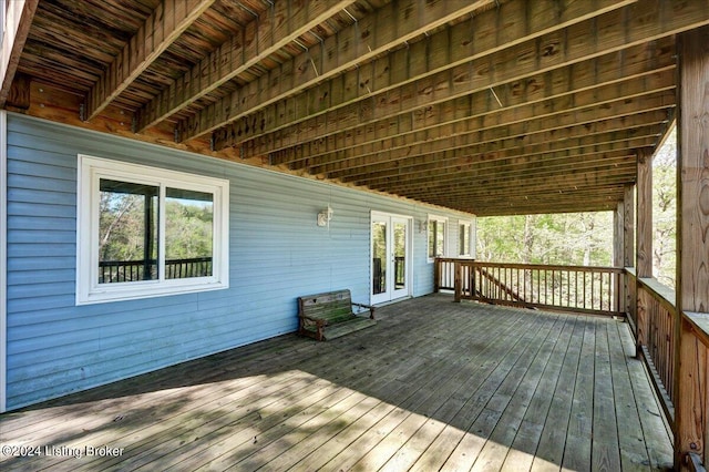 wooden terrace with french doors