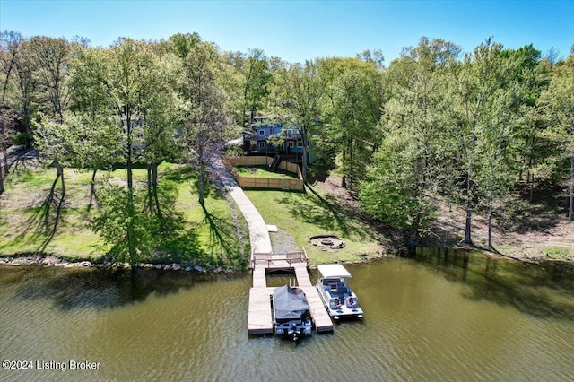 dock area featuring a water view