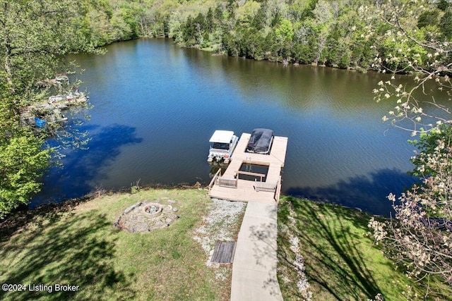 view of dock featuring a water view