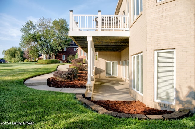 view of yard with a wooden deck