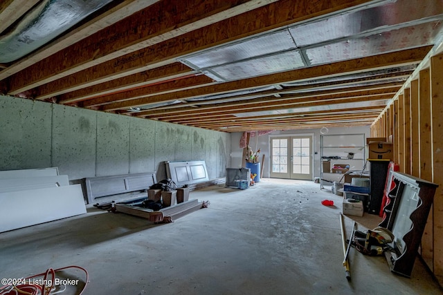 basement with french doors