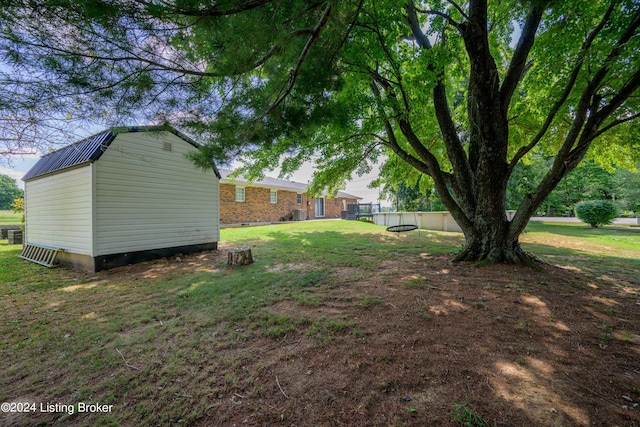 view of yard featuring a shed