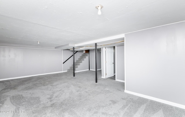 basement with carpet floors