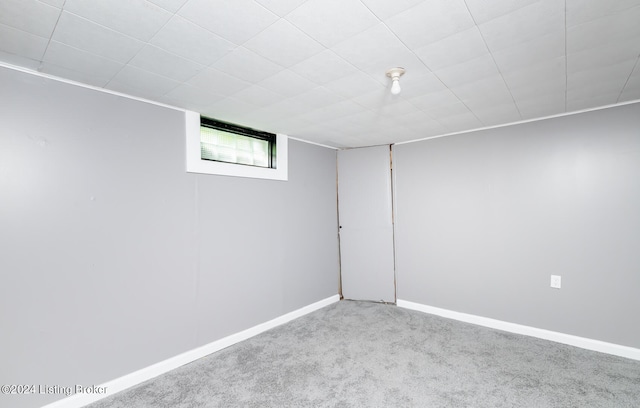 basement with carpet