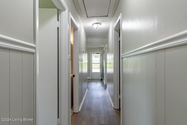 hall featuring dark hardwood / wood-style floors