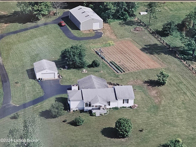 aerial view featuring a rural view