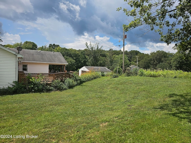 view of yard with an outbuilding