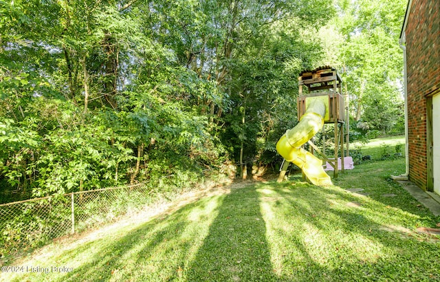 view of yard with a playground