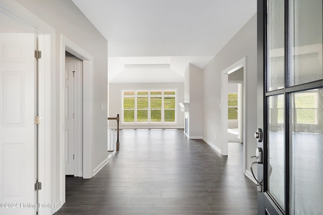 hall featuring dark hardwood / wood-style flooring