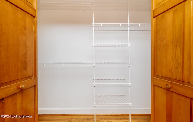 spacious closet featuring light hardwood / wood-style floors