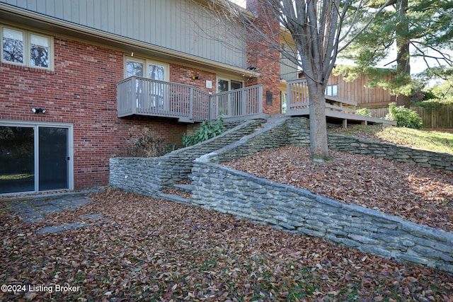 view of yard with a wooden deck