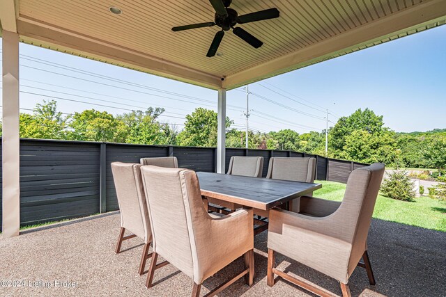 view of patio with ceiling fan