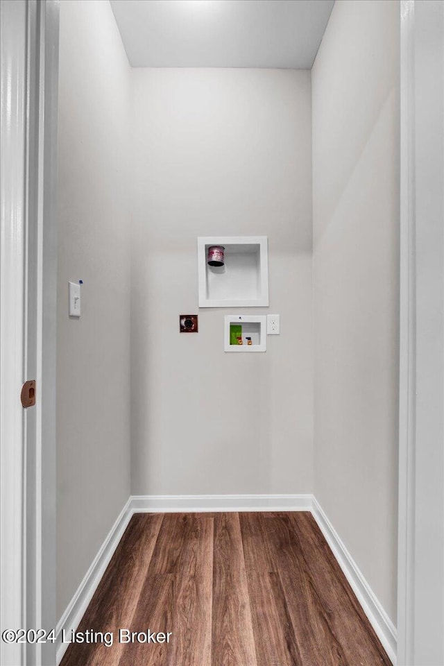 clothes washing area featuring hookup for a washing machine, hardwood / wood-style floors, and hookup for an electric dryer