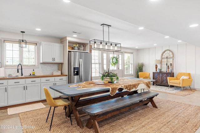 dining area with sink