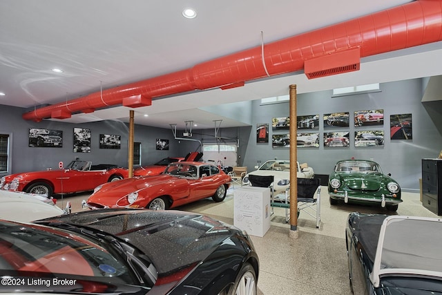 garage with recessed lighting