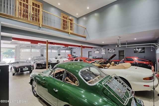 garage with recessed lighting