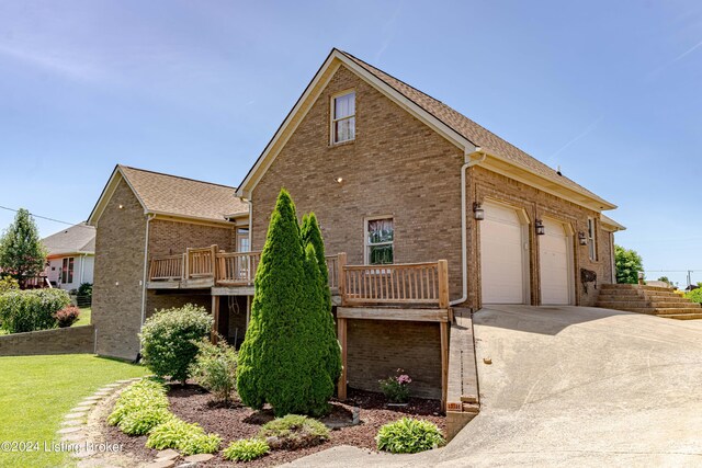 exterior space featuring a garage