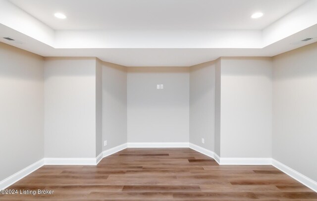 basement featuring light hardwood / wood-style flooring