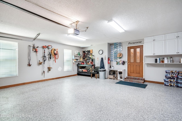 garage with a garage door opener