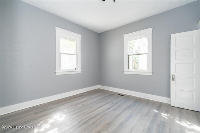 empty room featuring light wood-type flooring