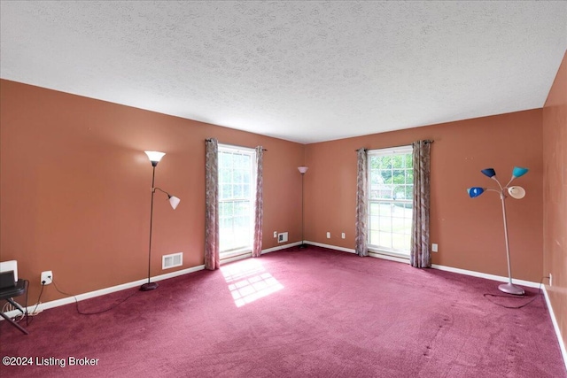 carpeted spare room featuring a textured ceiling