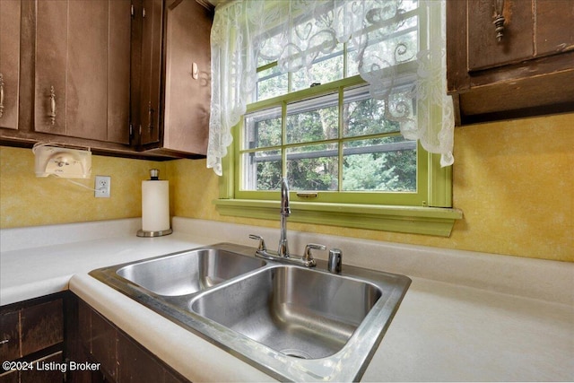 kitchen featuring sink and dark brown cabinetry