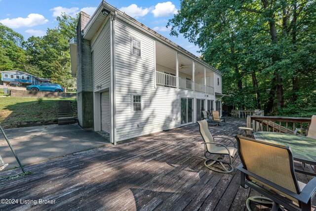 wooden deck featuring a patio