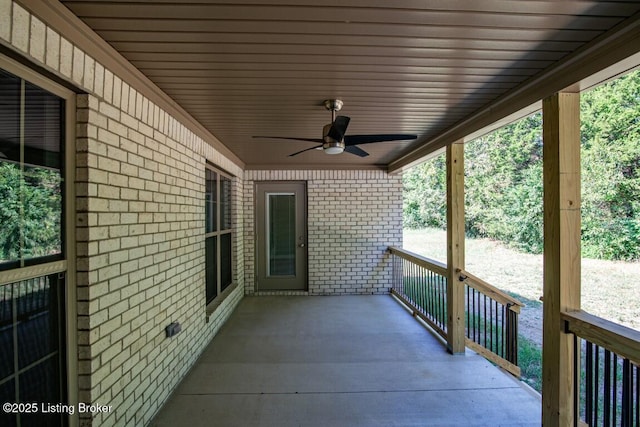 view of patio with ceiling fan