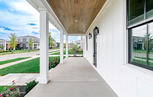 view of patio featuring a porch