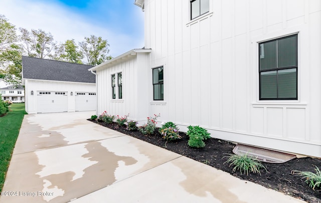 view of home's exterior featuring a garage