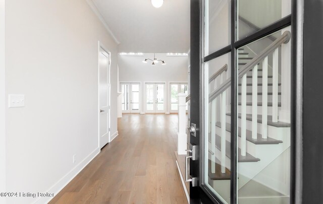 corridor featuring light hardwood / wood-style flooring