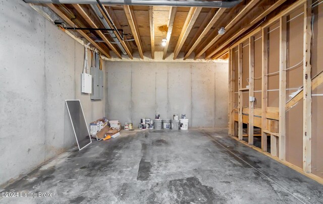 basement with electric panel