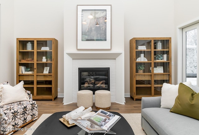 living room featuring light wood-type flooring