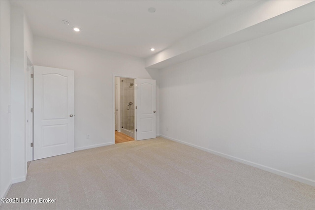 188 Harvest Moon Ct Unit 219B, Shepherdsville, KY 40165 - unfurnished bedroom featuring light carpet, baseboards, and recessed lighting