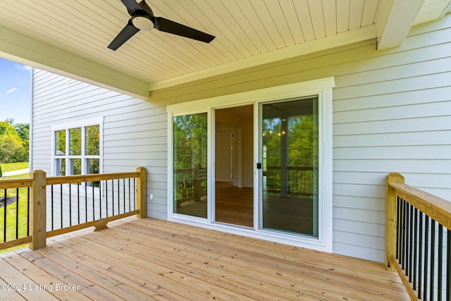 deck featuring ceiling fan