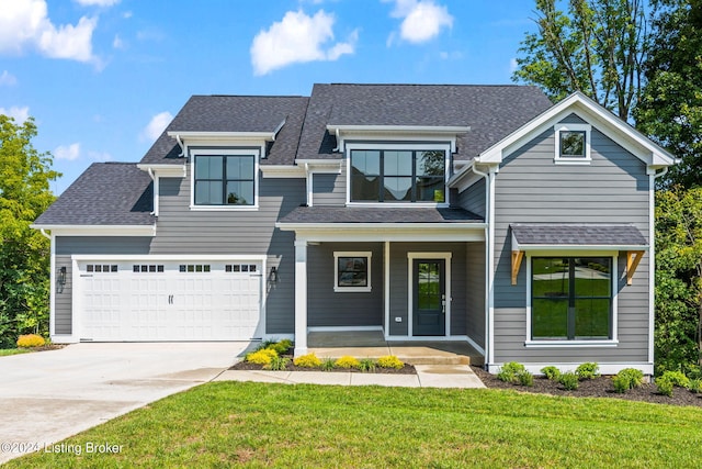 6715 Hypoint Ridge Rd, Crestwood, KY 40014 - view of front of home with a front lawn, roof with shingles, covered porch, and concrete driveway