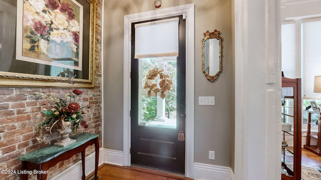 foyer entrance featuring wood-type flooring and plenty of natural light