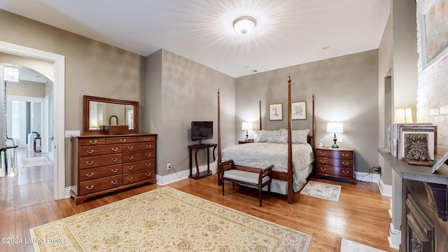 bedroom featuring light hardwood / wood-style flooring