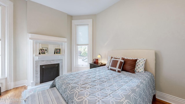 bedroom featuring hardwood / wood-style flooring