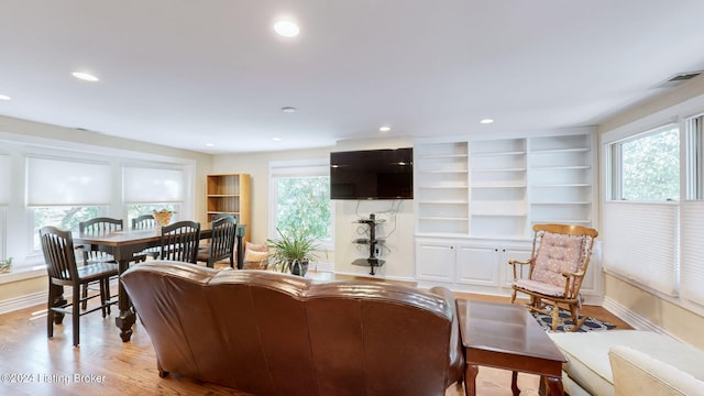 living room with light wood-type flooring