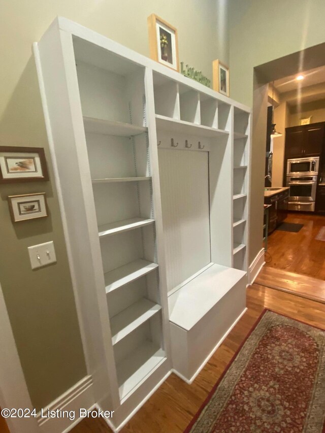 mudroom featuring dark hardwood / wood-style flooring