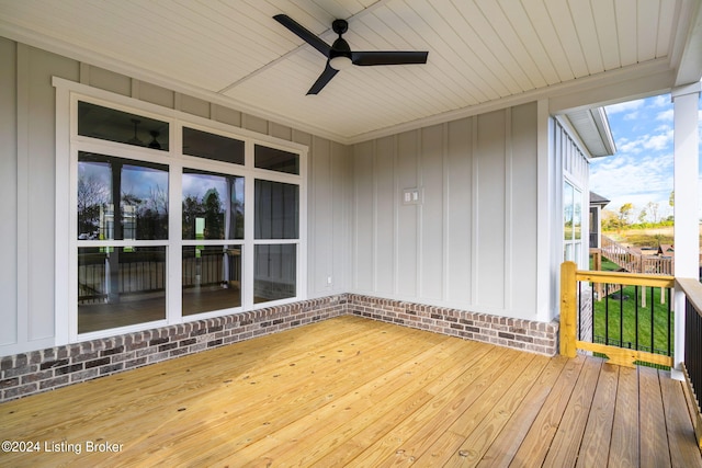 wooden terrace with ceiling fan